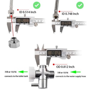 3 Way T Valve for Bidet G7/8 Tee Connector Bidet Attachment for Toilet Bidet T Diverter Valve with Brass Adapter G3/8 - Product Image 2