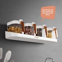 Boîte à assaisonnements en plastique murale pour cuisine domestique, conteneur de rangement moderne pour sel, glutamate monosodique, poivre et condiments, avec couvercle et cuillère, style tiroir