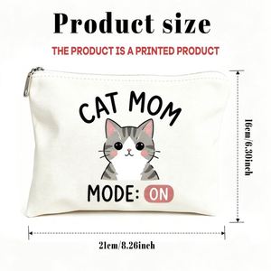 Trousse de maquillage Cat Mom pour maman, filles, amies, cadeaux idéaux pour les voyages, anniversaires, sac de rangement pour articles de toilette, sac cadeau pour femmes - Product Image 3