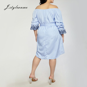 Personnalisé femmes Bleu Robe avec Ceinture <span class=keywords><strong>Bustier</strong></span> Robe <span class=keywords><strong>Ample</strong></span> - Product Image 2
