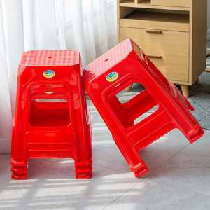 Tabouret carré en plastique Meisujia, chaise industrielle durable, rouge, 49 mm de hauteur - Product Image 4