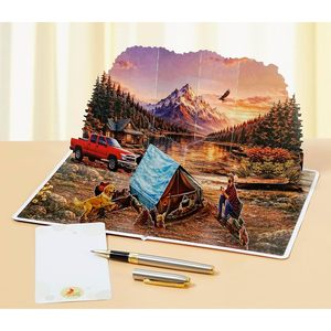 Carte de vœux 3D pop-up sur le thème du voyage « L'aventure vous attend », impression numérique 4 couleurs, papier avec vernis mat, Vietnam, Fête des Pères - Product Image 2