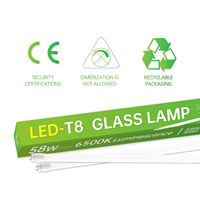 Tubo LED de Vidrio T8 de 100LM/W, 0.6M 1.2M 9W 15W 30W 48W 58W, con Controlador IC, Ahorro de Energía, para Proyectos