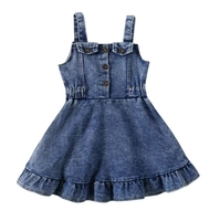 2024 été coréen conception jarretelles salopette robe pour bébé filles denim coton à volants sans manches combinaison vêtements décontractés