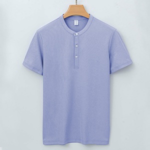 Men's Slim Fit T-<b>Shirt</b> with <b>Half</b>-<b>Button</b> Placket Unique Semi-Open Front Style Comfortable Cotton Blend for Layering - Product Image 5