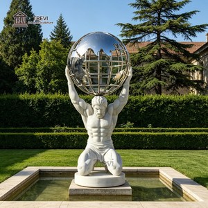 Statue d'Atlas en marbre TREVI, taille réelle, sculptée à <span class=keywords><strong>la</strong></span> main, pierre blanche naturelle, sculpture de <span class=keywords><strong>la</strong></span> <span class=keywords><strong>mythologie</strong></span> <span class=keywords><strong>grecque</strong></span> pour <span class=keywords><strong>la</strong></span> décoration de jardin - Product Image 1