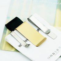 Pince à Billets Fine en Acier Inoxydable de Différentes Tailles avec Logo Laser Personnalisé, Porte-Cartes de Crédit et de Visite en Laiton, avec Cuir