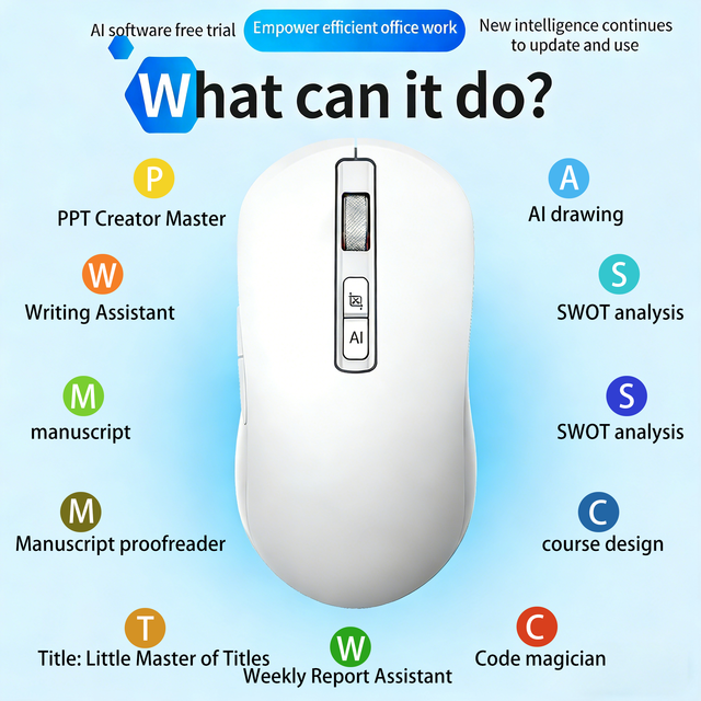 Blue-tooth Rechargeable Ergonomic Wireless Mouse, All-in-one AI PPT Drawing Voice Input Translation Desktop Computer Mouse