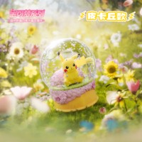 Globe à neige authentique Nature Wild Fun Quatre Saisons, boîte mystère, figurine mini Pikachu mignonne, ornement de bureau, jouet de collection, cadeau