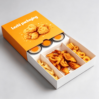 Boîte d'emballage personnalisée pour restauration rapide, boîte à poulet frit, boîte à snacks en carton avec tiroir, boîte à anneaux pour snacks