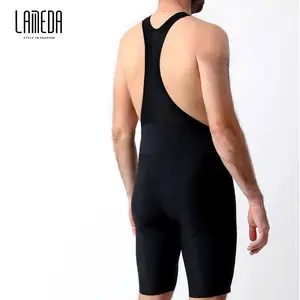 LAMEDA Custom Breathable High-end Black Dyed Polyester Men Gel Pads Padded Cycling Bib Shorts