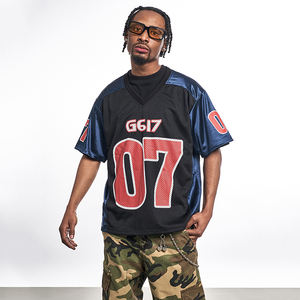 Maillot de football ample en coton 100 % personnalisé, motif lettres surdimensionnées, sérigraphie, tissu tricoté respirant et décontracté – Vente en gros - Product Image 1