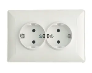 (YK2012) European style electrical 16A double wall socket with grounding for Russia