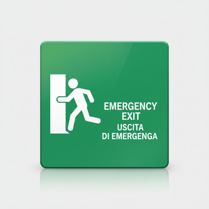 Cartello del pavimento-uscita di emergenza in alluminio 160x160mm Made in Italy - Product Image 2