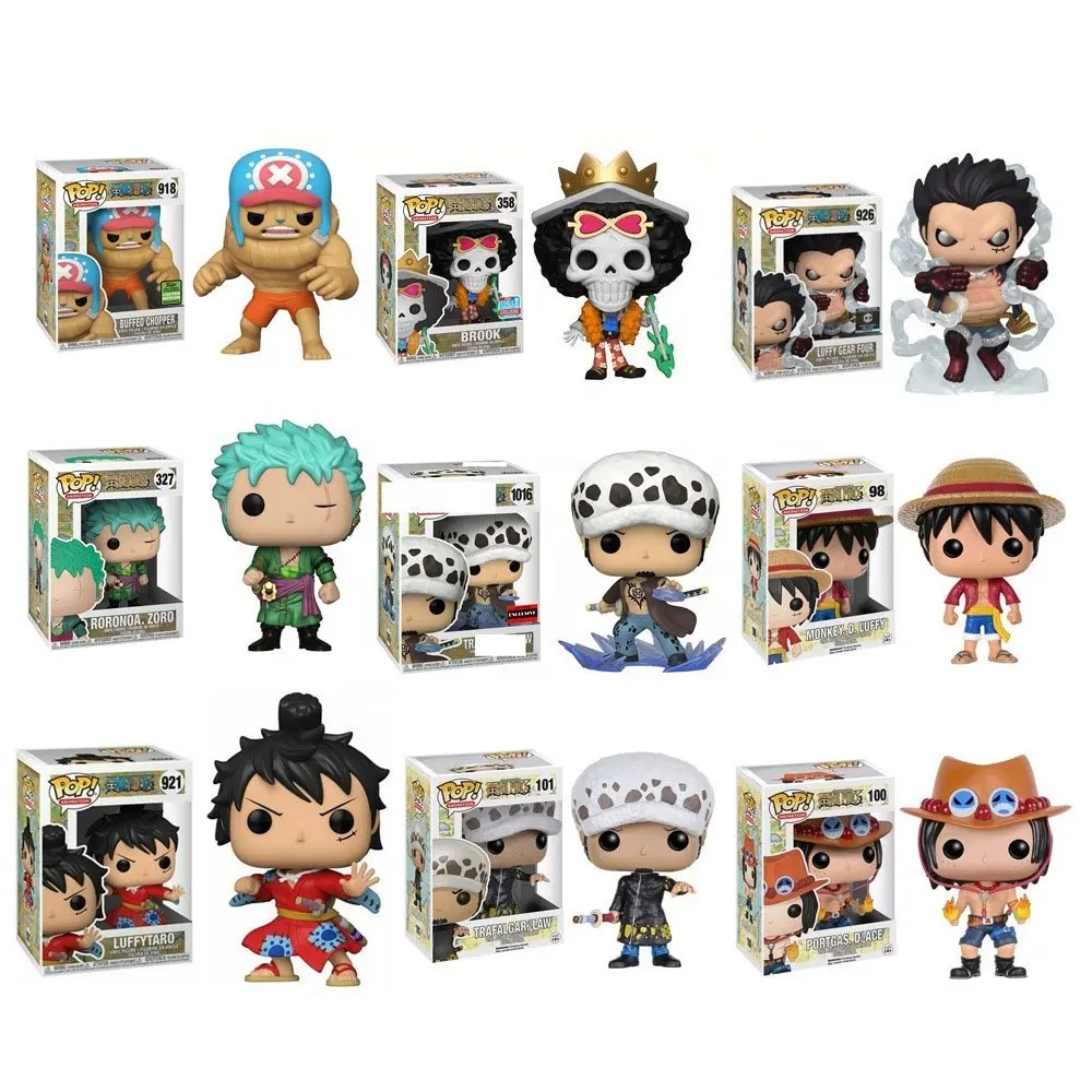 Wholesale Hot Funko pop japanese Anime model toys One Piece action doll Luffy Zoro with Funko pop protector Action Figures