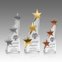 Trophée en cristal Noble Rising Star, étoile métallique personnalisée sur bloc de verre, récompense pour la reconnaissance des employés