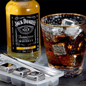 Accesorios de Bar de Piedras Metálicas Reutilizables, Cubos de Hielo de Acero Inoxidable para Whisky con Pinzas para Hielo - Product Image 4