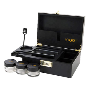 Custom Painted Bamboo Organizer Storage Box Smell Proof Jars Wooden Stash Box Set With Rolling Tray