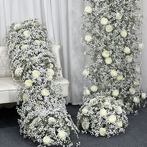 Artificial Realistic White Baby's Breath and Rose <b>Silk</b> Modern Square <b>Flower</b> Arch Set for Wedding Backdrop Decoration - Product Image 2