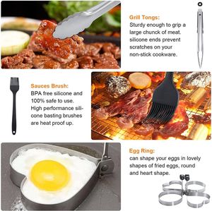 Kit d'accessoires pour plancha en acier inoxydable de qualité supérieure, 16 pièces, ensemble d'outils de cuisson antiadhésifs pour barbecue et teppanyaki - Product Image 5