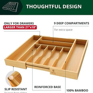 Royal Bamboo Drawer Organizer 21x18 Inch 9 Deep Compartments For <b>Kitchen</b> <b>Storage</b> - Product Image 1