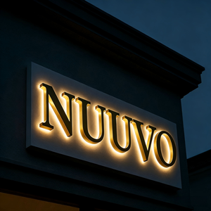 Enseigne commerciale rectangulaire personnalisée à LED avec lettres métalliques rétroéclairées, haute luminosité, anti-poussière - Product Image 1