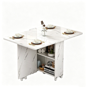 Tavolo da Pranzo Pieghevole in Vetro Postmoderno, Estensibile, Multifunzionale, Telescopico, Semplice, per Ristoranti e Piccoli Appartamenti - Product Image 5