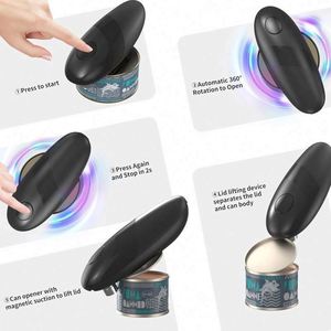 Automatic Plastic Can Opener All Sizes Smooth Edge Magnetic Design Hands-Free Kitchen Gadget Food Safety AA <b>Battery</b> Operated - Product Image 4