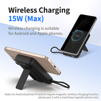 C1055 Batterie externe portable magnétique Type-C haute capacité avec câble intégré, affichage LED, 10000 mAh, charge rapide, charge sans fil