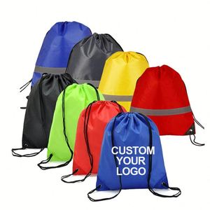 Custom Logo Waterproof Polyester 210D Draw String <b>Backpacks</b> Bag Travel Promotional Nylon <b>Drawstring</b> Bag with Zipper - Product Image 2