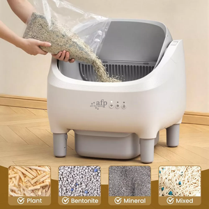 Toilette pour chat AFP Open-Top Design, auto-nettoyante, avec bac à déchets de 15 L, commande par application, nettoyage <span class=keywords><strong>automatique</strong></span>, pour plusieurs chats - Product Image 2