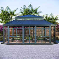 Gazebo en aluminium sur mesure à double toit rigide, résistant aux intempéries, multi-usages, pour extérieur, patio, jardin, villa, hôtel