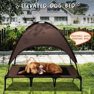 Proveedores indestructible marrón transpirable elevada cama calmante perro masticar malla de enfriamiento resistente cama elevada para mascotas con dosel - Product Image 5