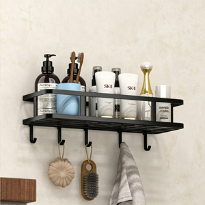 Mensola Adesiva da Parete Senza Foratura, Ganci in Metallo Antiruggine per Doccia, Organizzatore per Bagno, <span class=keywords><strong>Cucina</strong></span>, Toilette, Lavanderia, Salvaspazio - Product Image 4