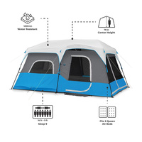 Tente de camping instantanée pour 6 à 9 personnes, directement de l'usine, avec éclairage LED, deux chambres, imperméable, familiale, pop-up, extérieure, Oxford, quatre saisons