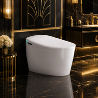 Toilettes intelligentes japonaises entièrement automatiques, monobloc en céramique, avec bidet intégré, siège chauffant, sécheur d'air et télécommande