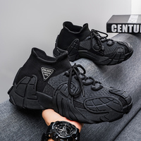 Chaussures de sport respirantes en tissu tissé à semelle épaisse pour hommes, style décontracté, vente en gros d'usine