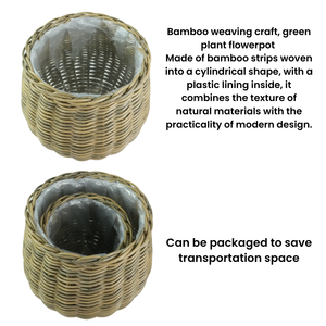 Vente en gros Panier rond en osier Jardinières Rotin tissé Maison Jardin doublé Pots de fleurs - Product Image 2