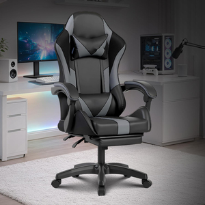 Leather Fabric Gamer Chair with Lumbar Support Ergonomic Gaming Chair with <b>Footrest</b> - Product Image 1
