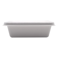 Échantillon gratuit Boîte d'emballage de pâte de bagasse Boîte à lunch à emporter de restauration rapide blanche de couleur naturelle Conteneur de nourriture Boîte à dessert