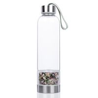 Bouteille d'eau en verre avec infuseur de pierres précieuses en tourmaline naturelle sans BPA, pour une énergie curative et une boisson bienfaisante