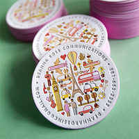 Cartes en papier personnalisées en forme de cercle, lot de pièces, impression sur papier doré