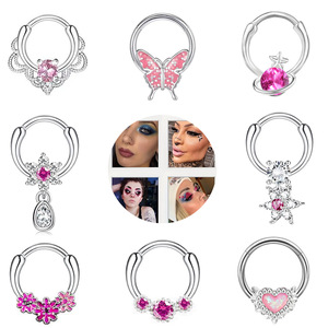 Gran oferta de anillo de <span class=keywords><strong>Nariz</strong></span> de acero inoxidable, traje de circón, gota de aceite, mariposa, anillo dividido sin costuras, <span class=keywords><strong>nariz</strong></span>, uñas, tabique Nasal, joyería <span class=keywords><strong>para</strong></span> punción - Product Image 2
