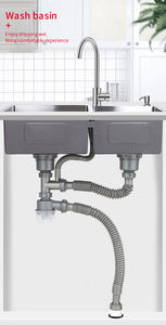 Di grado superiore in acciaio inox doppia ciotola lavello da cucina di scarico con tubo flessibile Anti intasamento in acciaio inox lavello scarico filtro - Product Image 6