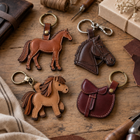 Porte-clés en cuir personnalisé en forme de cheval, breloque de sac en cuir PU, pendentif de sac de selle équestre, anneau porte-clés pour cadeau promotionnel