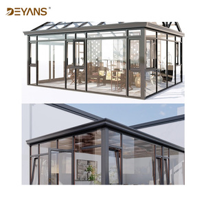 <span class=keywords><strong>Solarium</strong></span> en verre au design minimaliste avec grandes fenêtres pleine hauteur, cadre en aluminium sur mesure pour salle à manger et bureau intérieurs - Product Image 3
