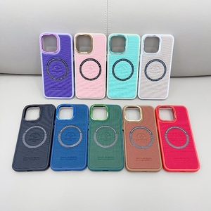 เคสโทรศัพท์มือถือ NFC ชาร์จแบบไร้สายลายนูนหนัง PU แม่เหล็กติดกาวแบบหรูหราขนาดตาหมากรุก - Product Image 5