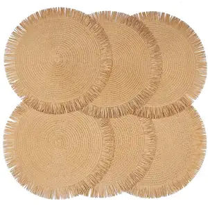 Round Woven Paper Placemats Braided Indoor Outdoor Place Mats For Dining Tables Heat Resistant Table Mats Decor For Halloween