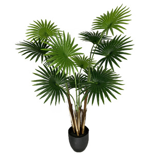 Decoración de interior de plástico, ventilador Artificial, hojas de <span class=keywords><strong>palma</strong></span>, plantas y árbol, Verde, pequeño y grande, 120cm, 4 pies - Product Image 1