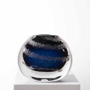 शाश्वत मूल डिजाइन आला गहरे नीले, काले और स्पष्ट ग्रेडिएंट डबल-लेयर गोलाकार ग्लास वेस - Product Image 3